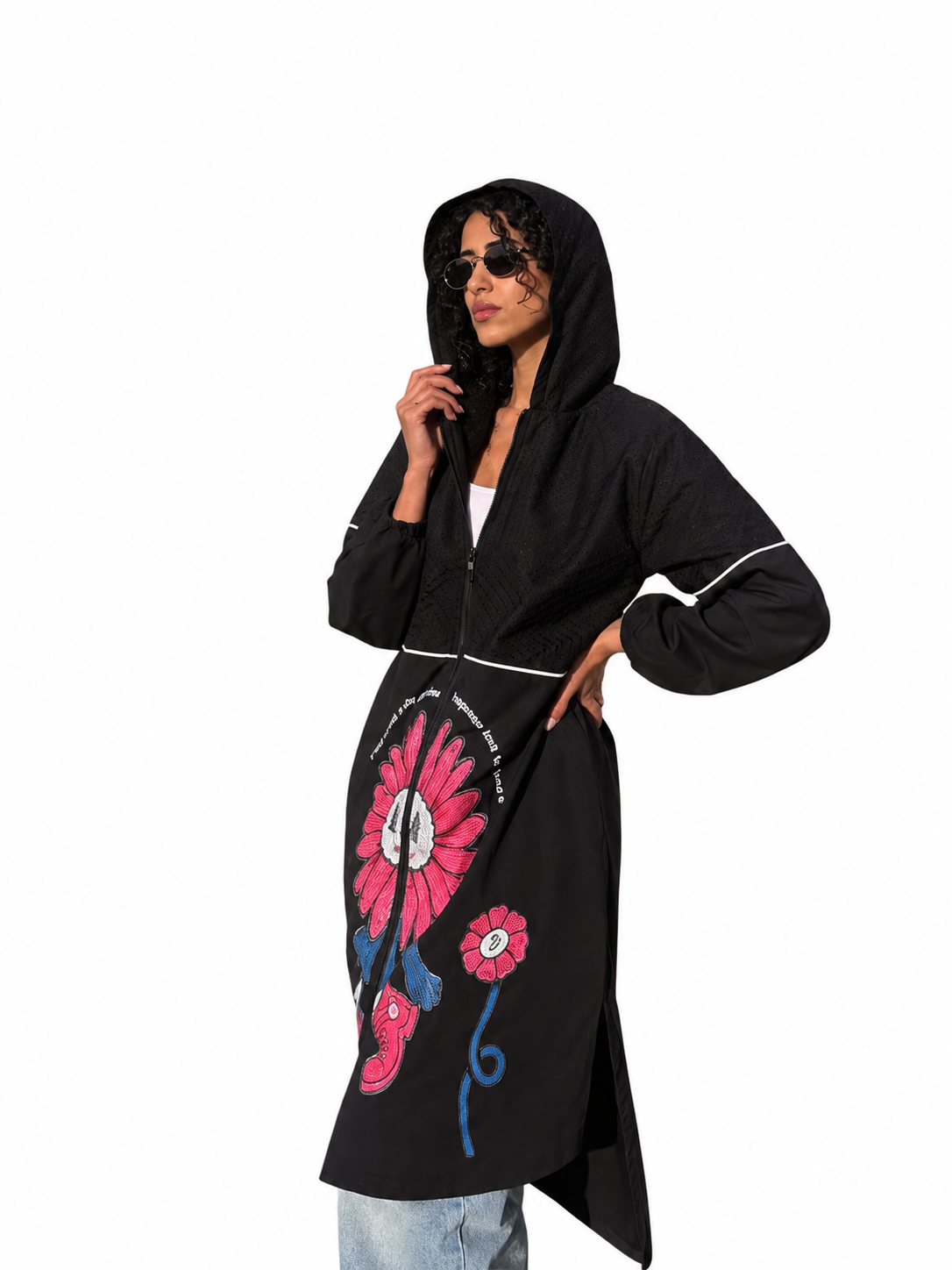 Printed Hooded Cardigan