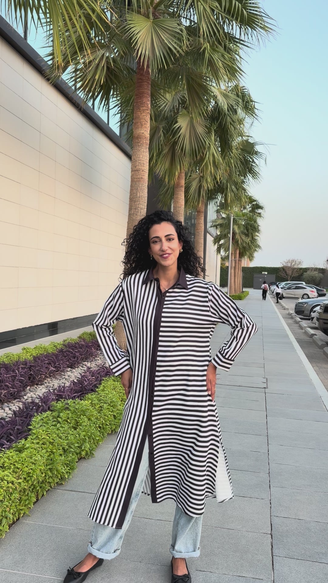 فستان قميص مخطط