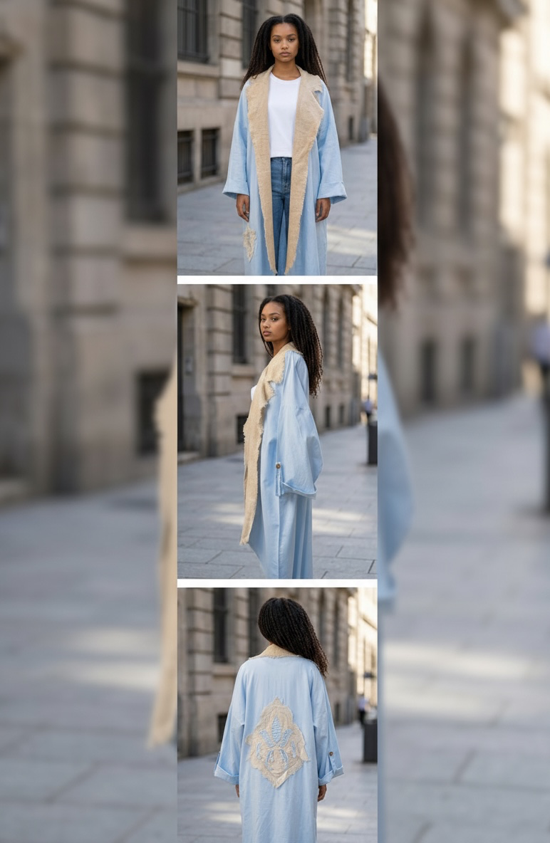 Laser Embroidery Cardigan — Blue - الصورة 2