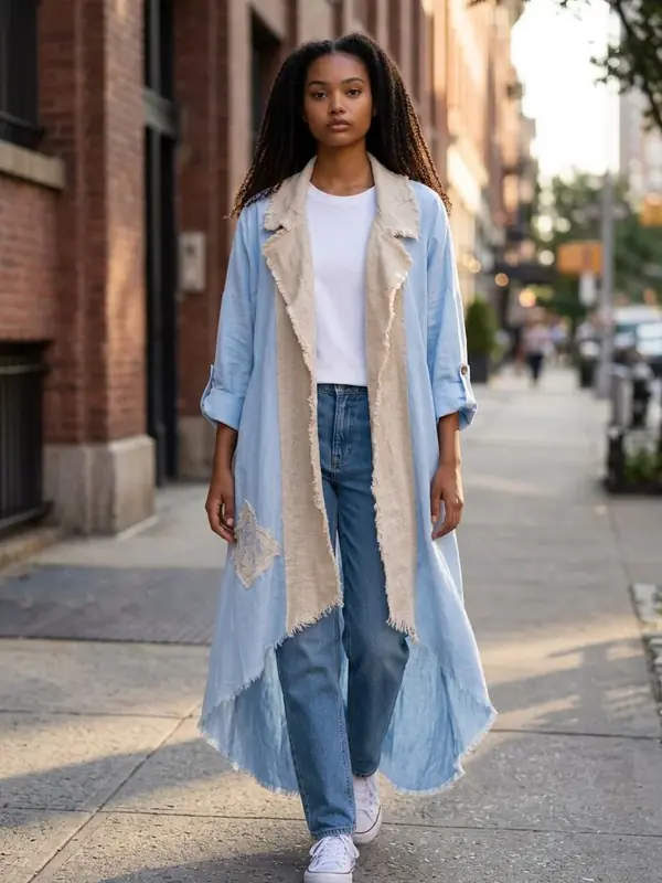 Laser Embroidery Cardigan - Blue