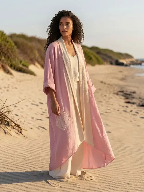 Laser Embroidery Cardigan - Pink